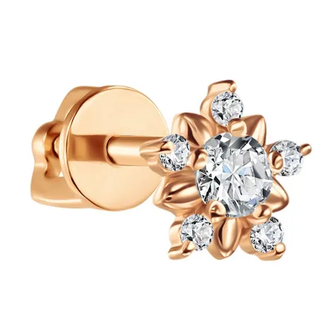 Серьги пусеты-гвоздики, Золото 585, ПУСлЦв02моно/бцФ/з585