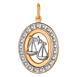 Подвеска знак зодиака Весы 23.09-23.10, Золото 585, Фианит 327707 1 1 1весы