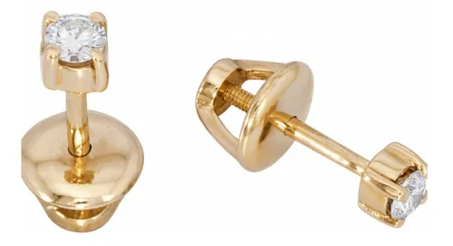 Серьги пусеты-гвоздики, Золото 585, 130411ю