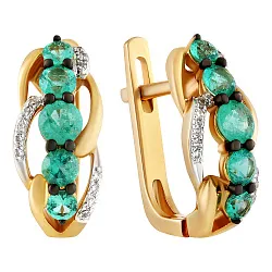 Серьги, Золото 585, Изумруд 36-41E00855-S0DDEM