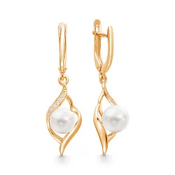 Серьги, Золото 585, Жемчуг Z2-10365