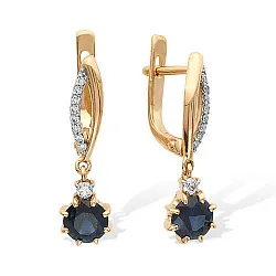 Серьги, Золото 585, Сапфир С115-1237ГТС
