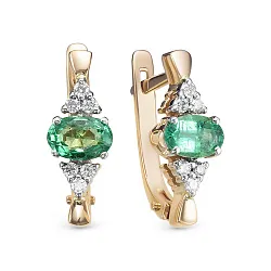Серьги, Золото 585, Изумруд 64010170