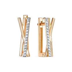 Серьги, Золото 585, Фианит 1205573