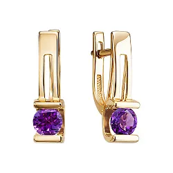 Серьги, Золото 585, Аметист С120-6549Ам Серьги, Золото 585, Аметист С120-6549Ам
