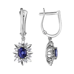Серьги, Золото 585, Сапфир 2047E-W10