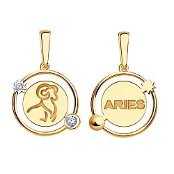 Подвеска знак зодиака Овен 21.03-19.04, Золото 585, Фианит 09-63-0037-00