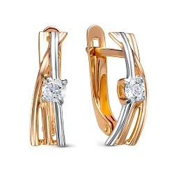Серьги, Золото 585, Фианит 1204880 Серьги, Золото 585, Фианит 1204880