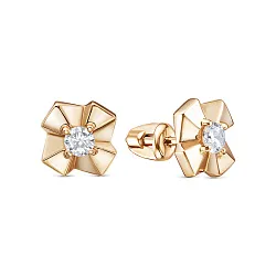 Серьги пусеты-гвоздики, Золото 585, Фианит 0506821