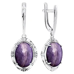 Серьги, Серебро 925, Чароит 2340465702 Серьги, Серебро 925, Чароит 2340465702