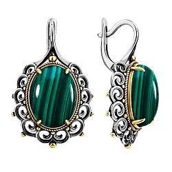 Серьги, Серебро 925, Малахит 2317385090