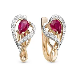Серьги, Золото 585, Рубин 84010611
