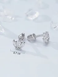 Серьги пусеты-гвоздики, Серебро 925, Фианит С-731р