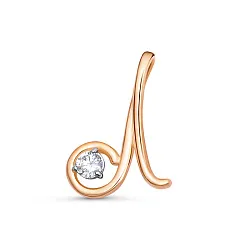 Подвеска буква Л,  Золото 585, Фианит 0302899 Подвеска буква Л,  Золото 585, Фианит 0302899