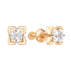 Серьги пусеты-гвоздики, Золото 585, Фианит 04-62-0343-00