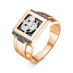 Кольцо мужское (печатка). Золото 585, Фианит 0405793