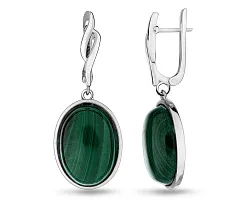Серьги, Серебро 925, Малахит 629048