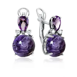 Серьги, Серебро 925, Чароит 2340460935-92 Серьги, Серебро 925, Чароит 2340460935-92
