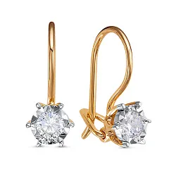 Детские серьги,  Золото 585, Фианит 1204434 Детские серьги,  Золото 585, Фианит 1204434