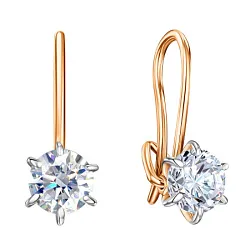 Детские серьги,  Золото 585, Фианит СргЛ48/бцФ/з585