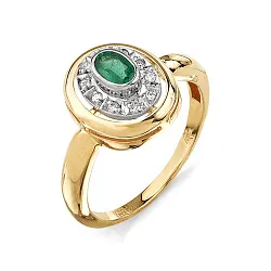 Кольцо Золото 585, Изумруд 14000154