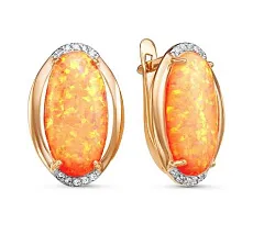 Серьги, Золото 585, Янтарь 2337308 1 34 1