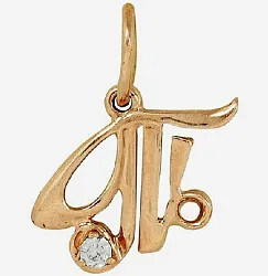 Подвеска буква Т,  Золото 585, Фианит 310807 1 1 10т Подвеска буква Т,  Золото 585, Фианит 310807 1 1 10т