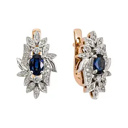 Серьги, Золото 585, Сапфир 160111ю Серьги, Золото 585, Сапфир 160111ю