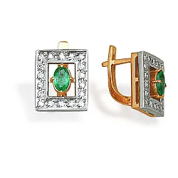 Серьги, Золото 585, Изумруд 34010179