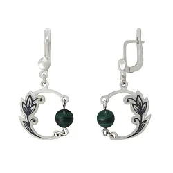 Серьги, Серебро 925, Малахит 10030881А05