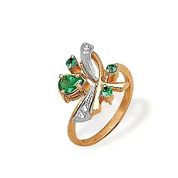 Кольцо Золото 585, Изумруд 44000162