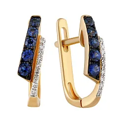 Серьги, Золото 585, Сапфир 36-41E00926-S0DDSA