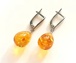 Серьги, Серебро 925, Янтарь 2020р-с