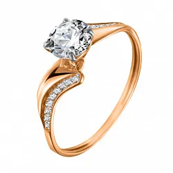 Кольцо Золото 585, Фианит К.20-06115Н/19,0/бцФ/з585