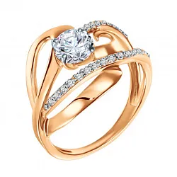 Кольцо Золото 585, Фианит К.20-06228Н/20,5/бцФ/з585