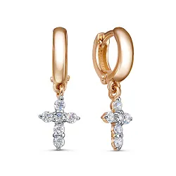 Серьги, Золото 585, Фианит 1204076 Серьги, Золото 585, Фианит 1204076