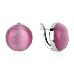 Серьги, Серебро 925, кошачий глаз синтетический розовый 2340265891-30