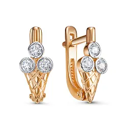 Детские серьги,  Золото 585, Фианит 1202503 Детские серьги,  Золото 585, Фианит 1202503