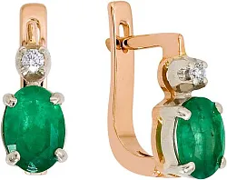 Серьги, Золото 585, Изумруд 140111ю