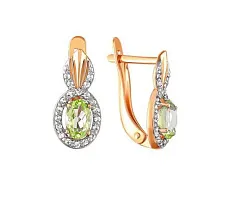 Серьги, Золото 585, Хризолит 2118508ХР Серьги, Золото 585, Хризолит 2118508ХР