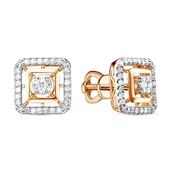 Серьги пусеты-гвоздики, Золото 585, Бриллиант С03108-120