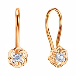 Детские серьги,  Золото 585, Фианит СргЛ47/бцФ/з585