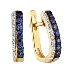 Серьги, Золото 585, Сапфир 65-41E00830-S0DDSA