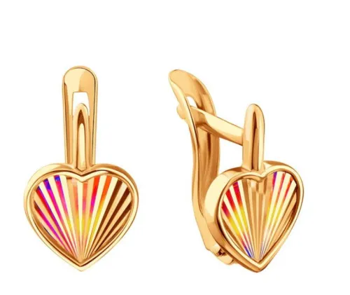 Детские серьги,  Золото 585, Т10062Г929