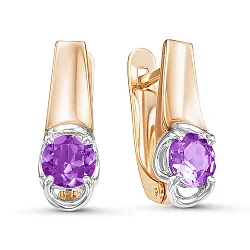 Серьги, Золото 585, Аметист 324172 Серьги, Золото 585, Аметист 324172