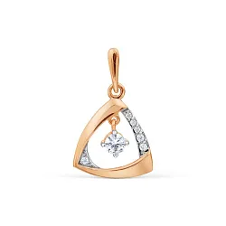 Подвеска фантазийная,  Золото 585, Фианит Т142035024 Подвеска фантазийная,  Золото 585, Фианит Т142035024