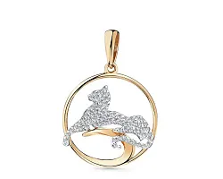 Подвеска фантазийная,  Золото 585, Фианит 010-0245-0001-011