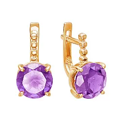 Серьги, Золото 585, Аметист С120-3778Ам Серьги, Золото 585, Аметист С120-3778Ам