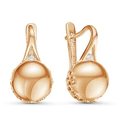 Серьги, Золото 585, Фианит 125923 Серьги, Золото 585, Фианит 125923