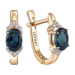 Серьги, Золото 585, Сапфир 65-41E01094-S0DDSA Серьги, Золото 585, Сапфир 65-41E01094-S0DDSA